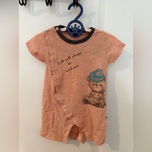 Cute Peach Baby Onesie with Bear Design